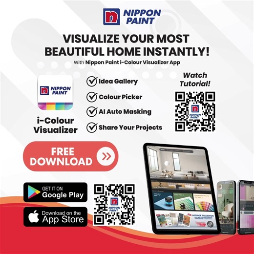 Your next colour story starts here. 🎨📲 Discover the i-Colour app’s Inspiration Gallery, a curated collection of stunning interior and exterior spaces, right at your fingertips. Whether you're going bold, minimal, or timeless, find the look that speaks to you anytime, anywhere. Explore endless ideas with the i-Colour app’s Inspiration Gallery, a whole new way to find your perfect colours. 📲 Download the app for free on the App Store & Google Play! #NipponPaint #NipponPaintMY #IcolourApp #Colou