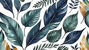 abstract foliage art background vector botanical watercolor hand drawn leaves