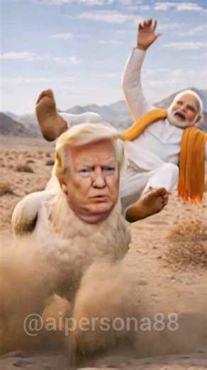 Desert Chase Gone Wrong 😂 Fast-Running Hen & Rider Falls Off #trump #modi #usa #india
