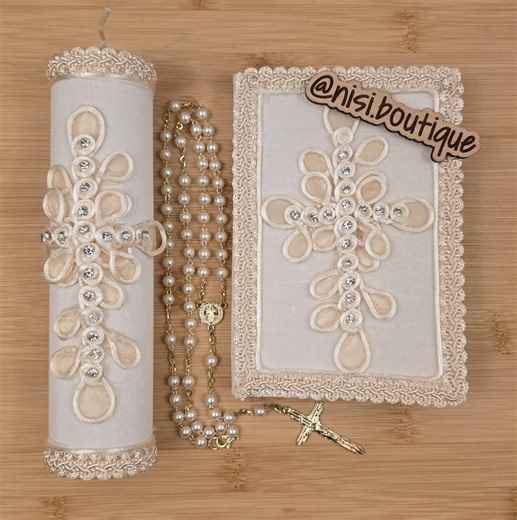 Beautiful English Communion Candle Set, Ivory First Communion Candle Set, 3 Pieces First Communion Candle Set or Confirmation Set. - Etsy Canada