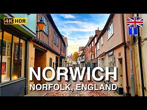 NORWICH England Walking Tour 🇬🇧 | Magical Medieval Streets & Elm Hill | 4K HDR