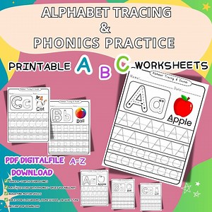 Fun Alphabet Tracing Worksheets With Phonics Sounds | Preschool & Kindergarten Printable | ABC Handwriting Practice PDF - Etsy UK