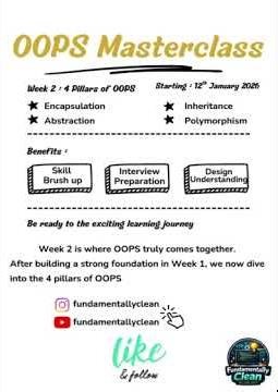 Do not miss the week 2 of OOPS Learning #oopconcepts #education #codeprep #programmingfundamentals