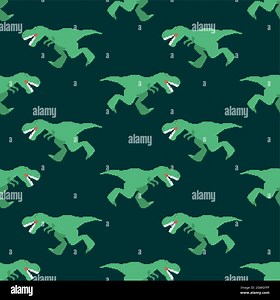 Dinosaur tyrannosaurus rex pixel art pattern seamless. Pixelated T-rex is predator lizard background. 8 bit Prehistoric dino ornament. Baby fabric tex Stock Vector Image & Art - Alamy