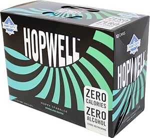 HOPWELL | Sparkling Hop Water | 12 Pack Cans | 0 Alcohol | 0 Calorie | 0 Carb | Independent Craft Brewery | NA Beer Alternative | Hoppy Sparkler
