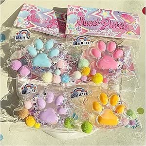 Taba Squishy Crystal Cat Claw Random Color , Kawaii Squishies PVC Toys, Stress Relieving Fur Ball OPP Packaging Gifts|Squishy Fidget Toys for Anxiety & Relaxation|Perfect Desk Accessory (1pcs)