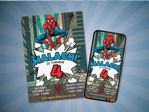 Spider-man Invitation! Animated DIY Superhero Party Invite Template. Personalize in Canva & Download Instantly. Spider Man Birthday Theme. - Etsy