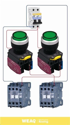 Mastering Contactor Control: Wiring Two Control Buttons to Two Contactors.