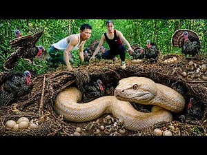 72 Hours Trapped 😱 Giant Albino Python Invades Turkey Nest — Turkeys Captured & Shocking Rescue!