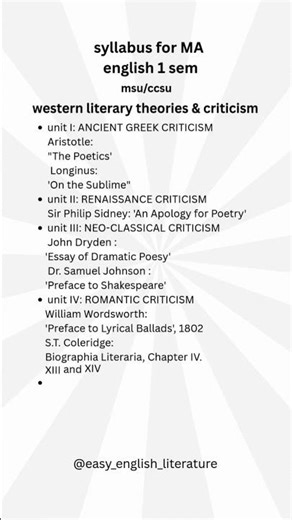 Western Literary Theories Syllabus Explained | MA 1ST SEM ENGLISH