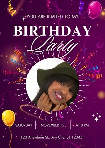 Vibrant Purple Birthday Party Invitation – Customizable Digital Template - Etsy UK