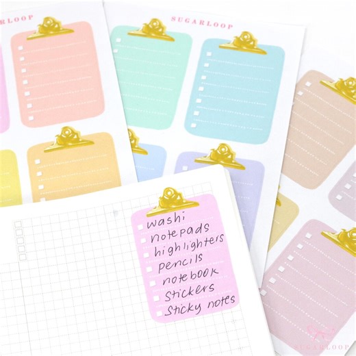 Clipboard Planner and Journal Stickers: Pastel, Journaling, Color Code, Checklists, Bullet Points, Tasks, Lists