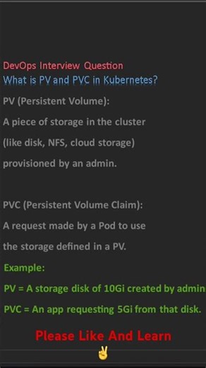 Devops Interview Questions and Answers.PV PVC #devops #cloudcomputing #devopslife