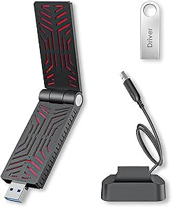 Wavlink AX1800 USB WiFi Adapter, USB 3.0 Dual Band High Gain Antenna 2.4GHz/ 5GHz Adapter for Desktop PC, WiFi 6 (802.11ax) Adapters for Windows 11/10/7, Mini Travel Size