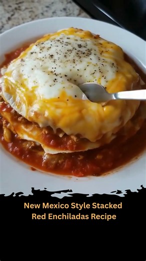 New Mexico Style Stacked Red Enchiladas Ingredients: 12 corn tortillas (or flour tortillas) 2 c