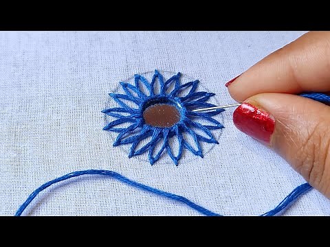 Easy and beautiful mirror flower embroidery for beginners - using normal needle / hand embroidery