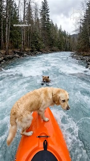 Golden Retriever Saves Drowning Bear Cub