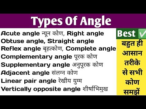 Types Of Angles in Hindi and English l Different Types Of Angles in Hindi l Angle ke Prakar in Hindi
