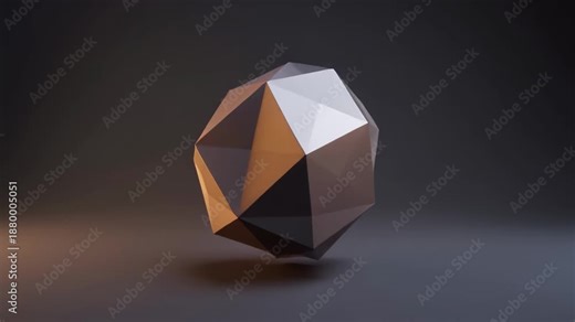 Rotating Metallic Geometric Icosahedron Polygon