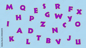 Purple letters appears on background. Creative animation with 4k resolution.