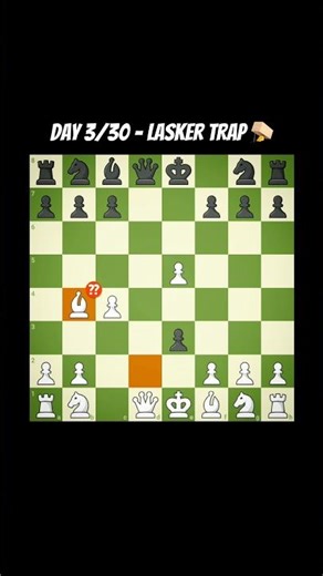 Day 3/30: Don't take the FREE Bishop! ‼️#chess #laskertrap #tactics #shorts #chessgame #checkmate