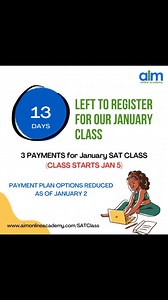 Payment plans for our January SAT Classes is available!​​​​​​​​ ⚡ Seats are filling up FAST​​​​​​​​ ​​​​​ ​​​If you are planning to go to college in 2026, this is the IDEAL time to begin prepping to take the SAT to allow you for maximum re-sits for the BEST SUPER SCORE POSSIBLE.​​​​​​​​ ​​​​​​​​ Register now at www.aimonlineacademy.com/SATClass | AIM Educational Services | Facebook