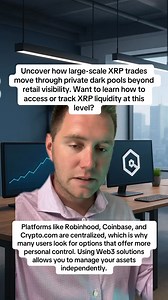 Uncover how large-scale XRP trades move through private dark pools beyond retail visibility. Want to learn how to access or track XRP liquidity at this level? Platforms like Robinhood, Coinbase, and Crypto.com are centralized, which is why many users look for options that offer more personal control. Using Web3 solutions allows you to manage your assets independently. #XRP #viralreelschallenge #xrparmy #xrpnews #XRPCommunity #cryptonews #cryptocurrency #ripple #crypto #viralvideoシ #viralreelscha