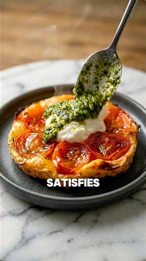 Caramelized Tomato Tarte Tatin 🍅🥐 #simple #recipe #tasty #healthy