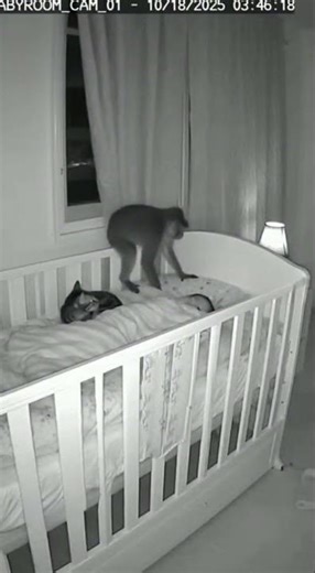 Loyal Cat Defends Sleeping Baby From Monkey! 🐈