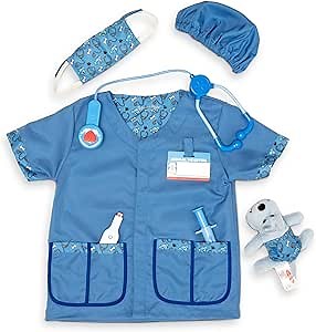 Melissa & Doug Veterinarian Role Play Costume Dress-Up Set (9 pcs) Kids Vet Costume Pretend Play Dress-Up