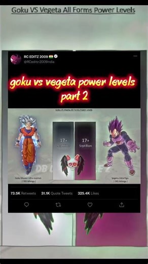 goku vs vegeta power levels part 2