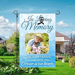 Custom Memorial Funeral Flags - Personalized and Customized Burlap Flags for Memorial and Funeral Decoration