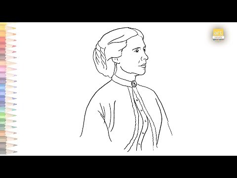 Clara Barton outline drawing easy | How to draw Clara Barton step by step | Outline drawings