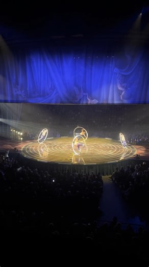 Corteo by Cirque du Soleil on Instagram: "Rolling in sync — times four 💫 A parade of life, love, and laughter. Experience the artistry of Corteo, a Cirque du Soleil masterpiece that will leave you breathless. #CirqueduSoleil #Acrobatics #Circus #LiveShow #Corteo #CyrWheel"