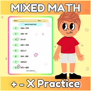 MATH PRACTICE (Addition, Subtraction, and Multiplication) - Assessment Worksheet
