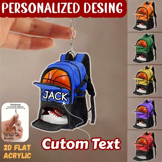 Custom Basketball Keychain, Personalized Shoe Charm, Custom Backpack Tag, Personalized Hoops Gift, Custom Sports Tag - Etsy