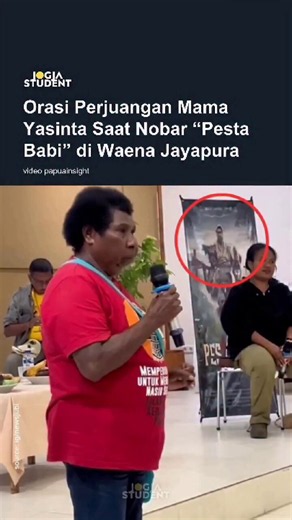 Buat kalian para PENJILAT REZIM, perhatikan orasi mama Yasinta ini dalam sebuah nobar "Pesta Babi" di Jayapura.Beliau bahkan sadar betul ada di film itu, tidak ada protes sama sekali.Ngebuzzer boleh, tapi riset dulu, jangan lakukan hal yang MEMALUKAN.No...no...ya ☝️
