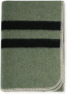 Thick Alpaca Wool Blanket Heavyweight for Camping Outdoors or Using Indoors | Soft Peruvian Alpaca Wool Blankets (Fern Green - Black Stripes, Queen)