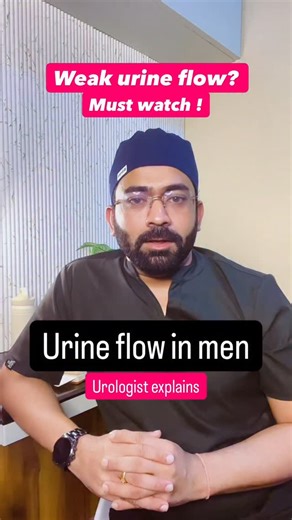Dr Pradeep Jain | GenitoUrinary Surgeon on Instagram: "📩 Want the home urine flow test? Comment👉🏻 “Test”. Weak Urine Flow in Men — What’s Normal? A healthy stream = thick, steady, forward. If it’s thin, slow, stop–start, or needs straining → NOT normal. ⸻ Causes (Men < 50) • Urethral stricture • Prostatitis • Dehydration / acidic urine Causes (Men 50+) • Enlarged prostate (BPH) • Prostate inflammation • Weak bladder muscles ⸻ If You Ignore It • Recurrent UTIs • Bladder stones • Acute retentio