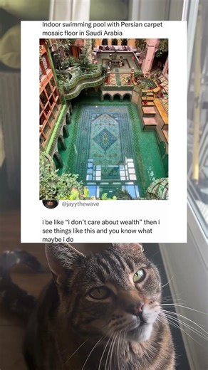 This indoor pool in Saudi Arabia has a Persian carpet mosaic floor 😍 #Architecture #Luxury