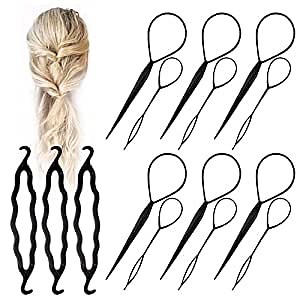 15 PCS Topsy Tail Hair Tool And Hair Bun Maker Kit, Eyxformula Hair Pull Through Tool Ponytail Maker French Braid Tools, Hair Loop Styling Tool Girls Hair Accessories For Hair Styling