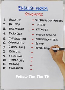 623K views · 3.9K reactions | English Words: Synonyms: hostile, in lieu, aggressor https://youtube.com/@timtimtv1125 | Tim Tim TV | Facebook