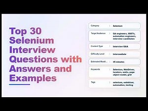 Top 30 Selenium Interview Questions with Answers & Examples — Echo With Coffee