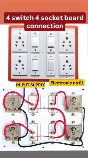 4 SWITCH 4 SOCKET BOARD CONNECTION ⚡⚡@tinaelectrical⚡⚡