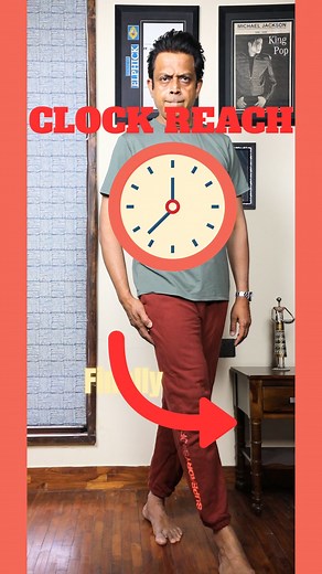 Clock Reach Exercise : The Balance tool for old age! A fantastic tool for improving balance and stability, especially helpful for older adults, athletes, or anyone recovering from injury 🕰️🧍‍♂️ ✅ What Is It? The Clock Reach Exercise is a dynamic balance activity that mimics the motion of a clock. It challenges your stability, coordination, and proprioception (your body’s sense of position in space) by engaging the core, legs, and stabilizer muscles. ⚙️ How It Works (The Mechanism) When you bal