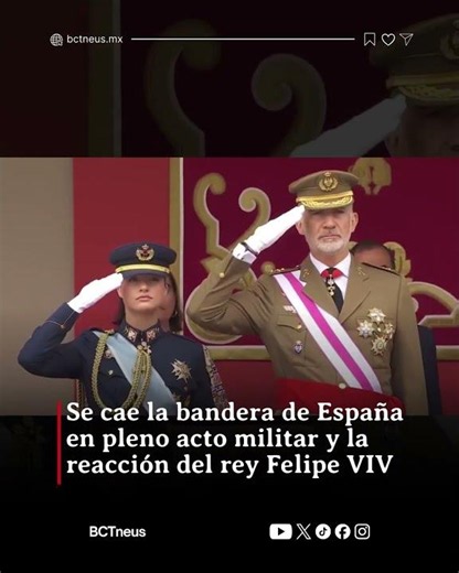Se cae la bandera de España en pleno acto militar y la reacción del rey Felipe VI se vuelve viral
