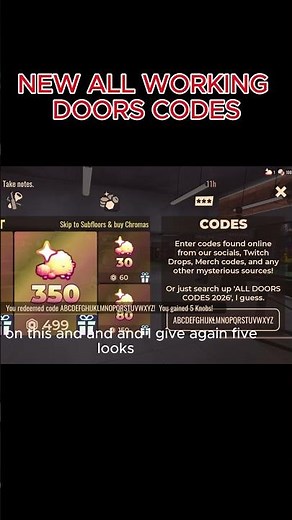 NEW ALL WORKING DOORS CODES IN 2026! 👁️ | Roblox DOORS Codes