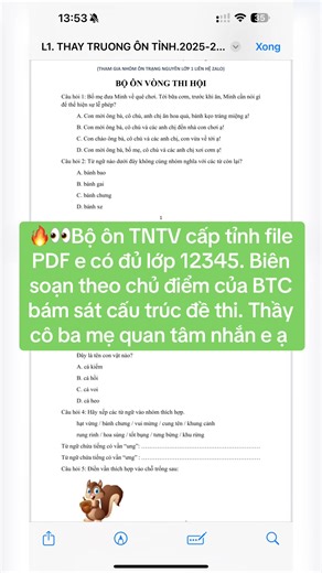 🔥👀Bộ ôn TNTV cấp tỉnh file PDF e có đủ lớp 12345. Biên soạn theo chủ điểm của BTC bám sát cấu trúc đề thi. Thầy cô ba mẹ quan tâm nhắn e ạ #tieuhoc #giaoduc #lop1 #trangnguyentiengviet #hoctap