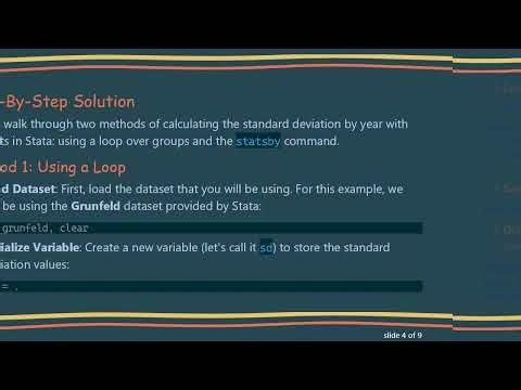 Calculating the Standard Deviation by Year Using Aweights in Stata