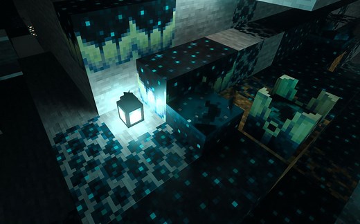【1.19】开启光线追踪的Deep Dark群系方块实机预览